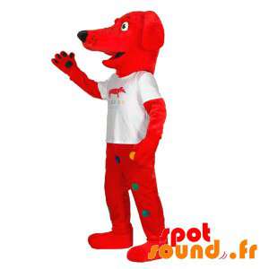 Red pes maskot s barevnými...