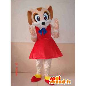 Cute dog mascot with red skirt and accessories - MASFR00641 - Dog mascots