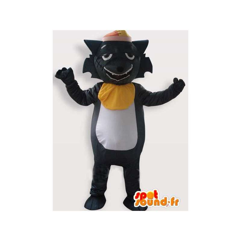 Mascotte De Chat Noir Ebouriffe D Une Cicatrice Avec Accessoires Dans Mascottes De Chat