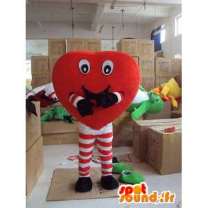 Fun mascotte hart met benen uitsteekt gestreepte rode - MASFR00713 - Niet-ingedeelde Mascottes