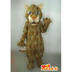 Panther mascotte a righe beige e marrone con il task jaguar - MASFR00763 - Mascotte tigre