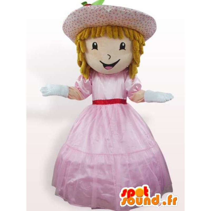 Princesa ruiva em Mascot vestido rosa em Mascotes humanos Mudança de cor  Sem mudança Cortar L (180-190 Cm) Esboço antes da fabricação (2D) Não Com  as roupas? (se presente na foto) Não