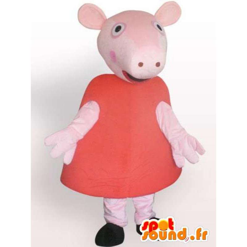 Mascotte de cochon en robe - Déguisement d'animal de ferme dans