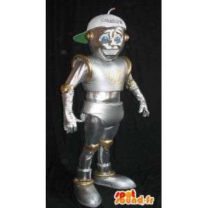 I-robot maskot, skinnende udseende robot kostume - Spotsound