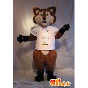 Mascot wat neerkomt op een bruine vos, vos vermomming - MASFR001793 - Fox Mascottes