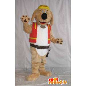 Pluche hond mascotte, bouwvakker kostuum - MASFR001821 - Dog Mascottes