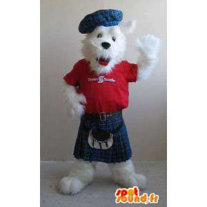 Fox terrier maskot i kilt, skotsk drakt - MASFR001841 - Fox Maskoter
