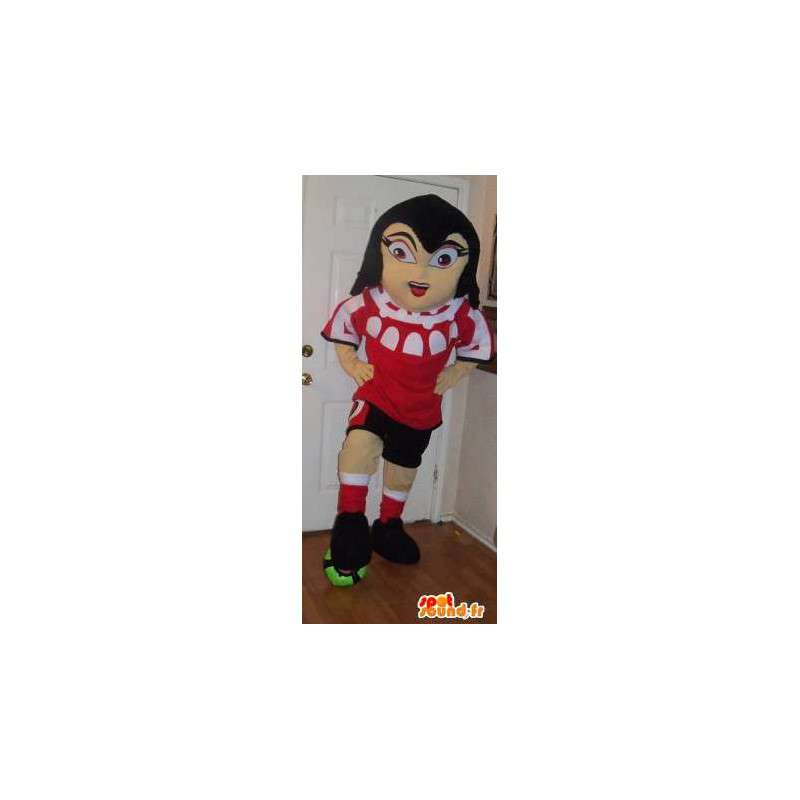 スポーツのマスコット の 赤ジャージでマスコットサッカー選手 女子サッカー変装 色変更 変化なし 切る L 180 190センチ 撮影に最適 番号 服とは 写真にある場合 番号 付属品 番号