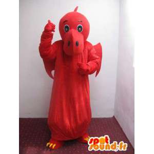 Mascotte Dinosaure Rouge et Jaune - Costume de dragon  - MASFR00222 - Mascotte de dragon