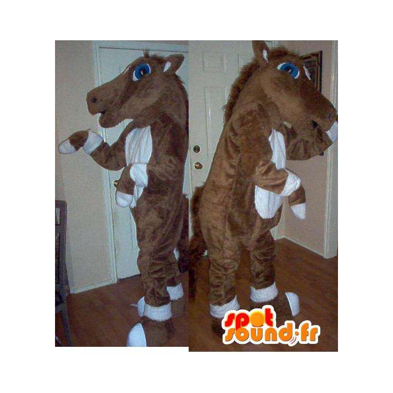 Brun og hvit hest maskot - Heste Costume Plush - MASFR002729 - hest maskoter