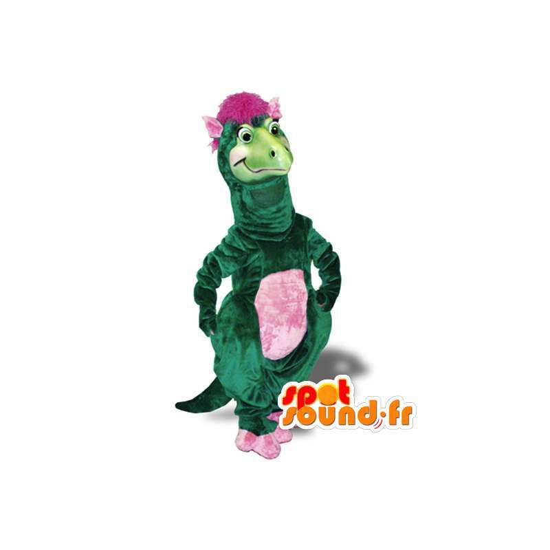 Green dinosaur mascot and pink - Dinosaur Costume - MASFR003000 - Mascots dinosaur