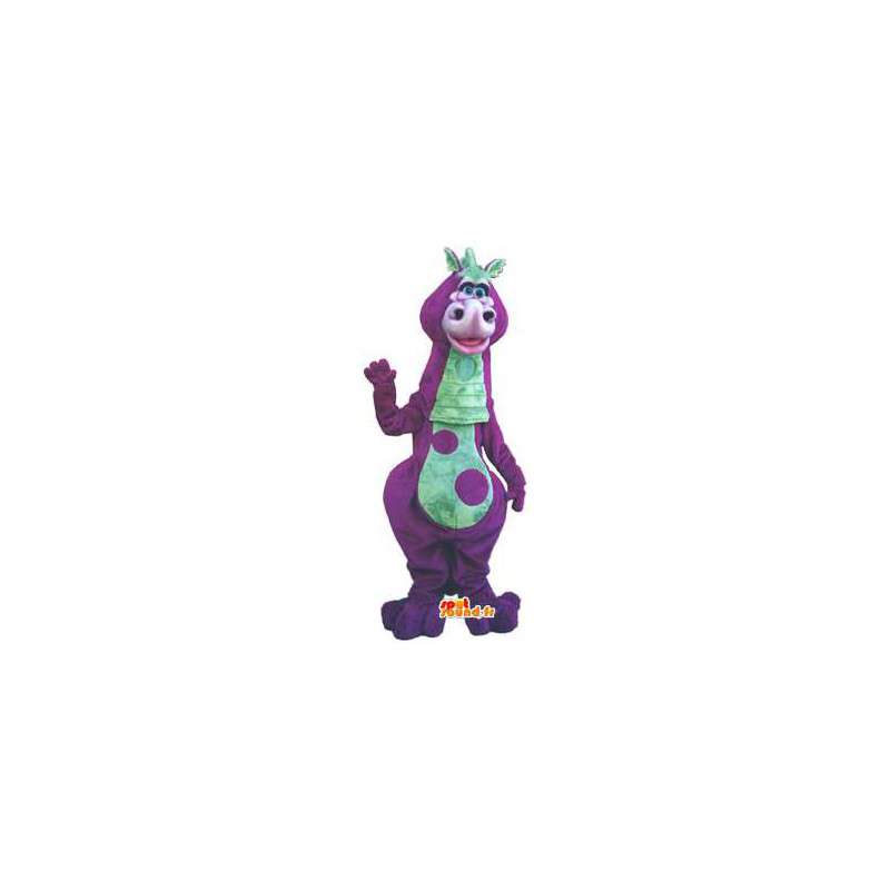 Mascot van groene en paarse dinosaurus - Dinosaur Costume - MASFR003017 - Dinosaur Mascot