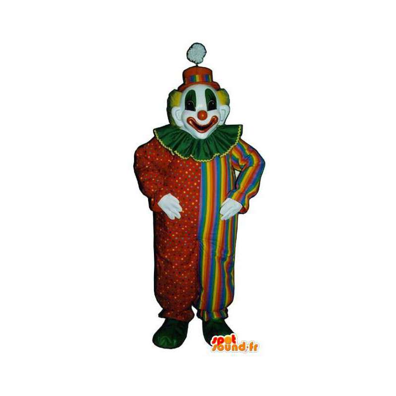 Mångfärgad clownmaskot - Färgglad clowndräkt - Spotsound maskot