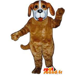 Beige en witte hond mascotte teddy - Dog Costume - MASFR003410 - Dog Mascottes