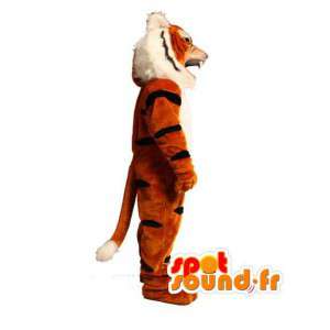 黒で縞模様のオレンジ色の虎のマスコット-虎の衣装-MASFR003604-虎のマスコット