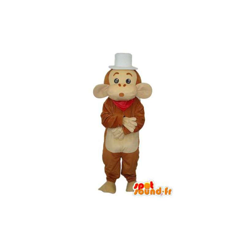 Braun Affe Maskottchen weißen Hut - Monkey Kostüme - MASFR003791 - Maskottchen monkey