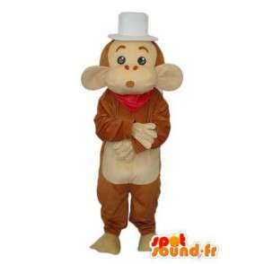 Braun Affe Maskottchen weißen Hut - Monkey Kostüme - MASFR003791 - Maskottchen monkey