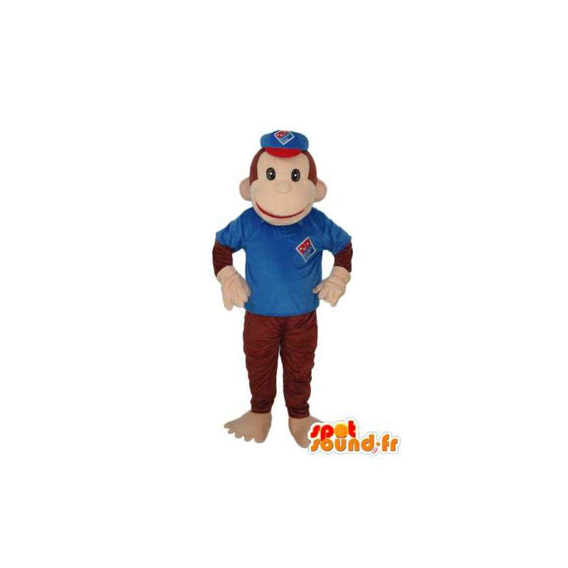 Macaco traje castanho revestimento azul - Macaco Mascot - MASFR003798 - macaco Mascotes