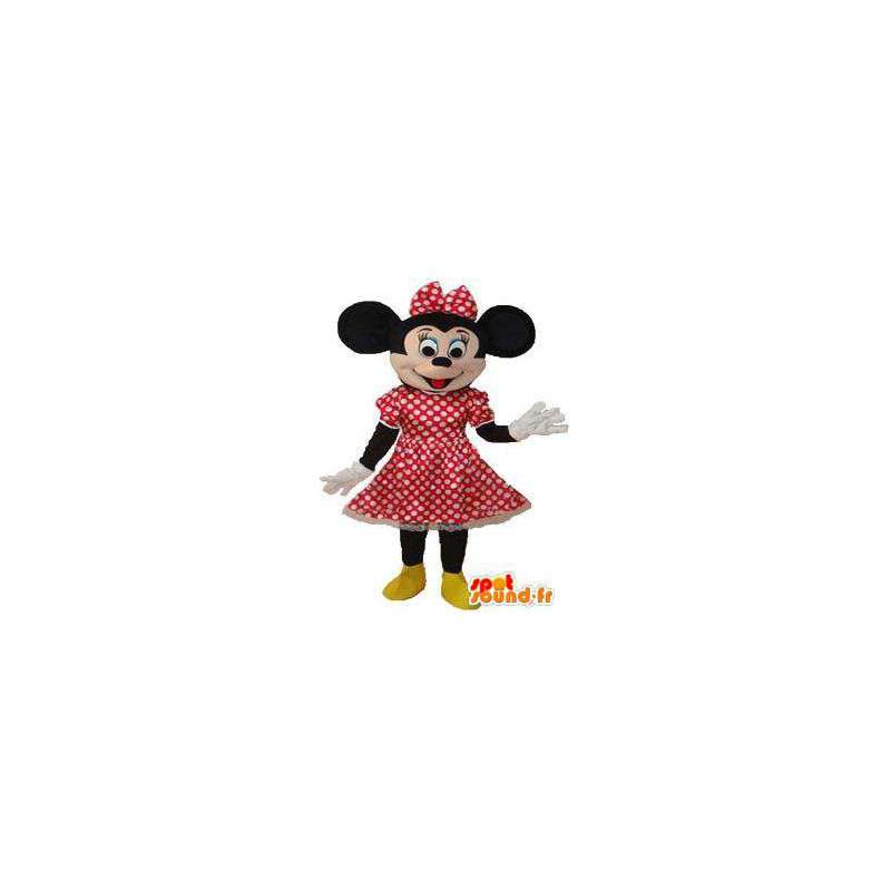 Vrouwelijke muis mascotte met rode jurk met witte stippen - MASFR004048 - Mickey Mouse Mascottes