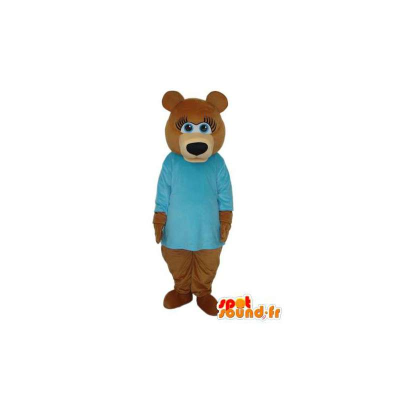 Mascot teddy bear brown - blue t-shirt  - MASFR004230 - Bear mascot