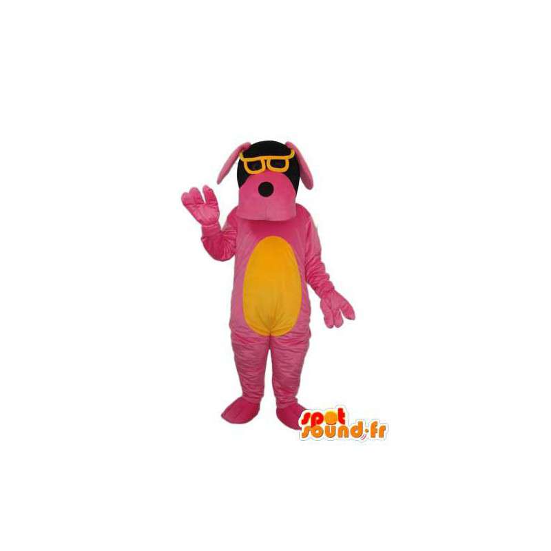 Roze en Yellow Dog Mascot - paar gele bril - MASFR004250 - Dog Mascottes