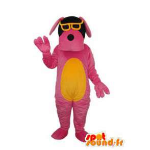 Roze en Yellow Dog Mascot - paar gele bril - MASFR004250 - Dog Mascottes