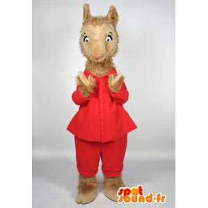 Lama de la mascota del traje rojo. Llama vestuario - MASFR004542 - Animales del bosque