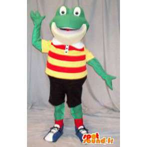 Frosk maskot i fotball slitasje. Frog Suit - MASFR004607 - Frog Mascot