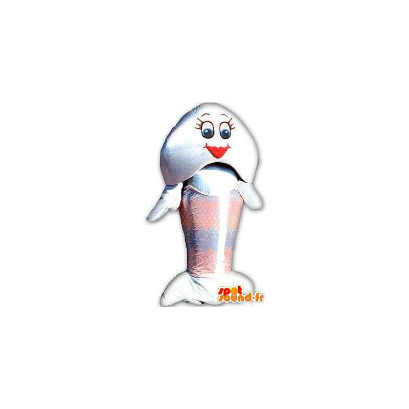 Mascot blanco tamaño gigante de los peces. Traje de los pescados - MASFR004883 - Peces mascotas